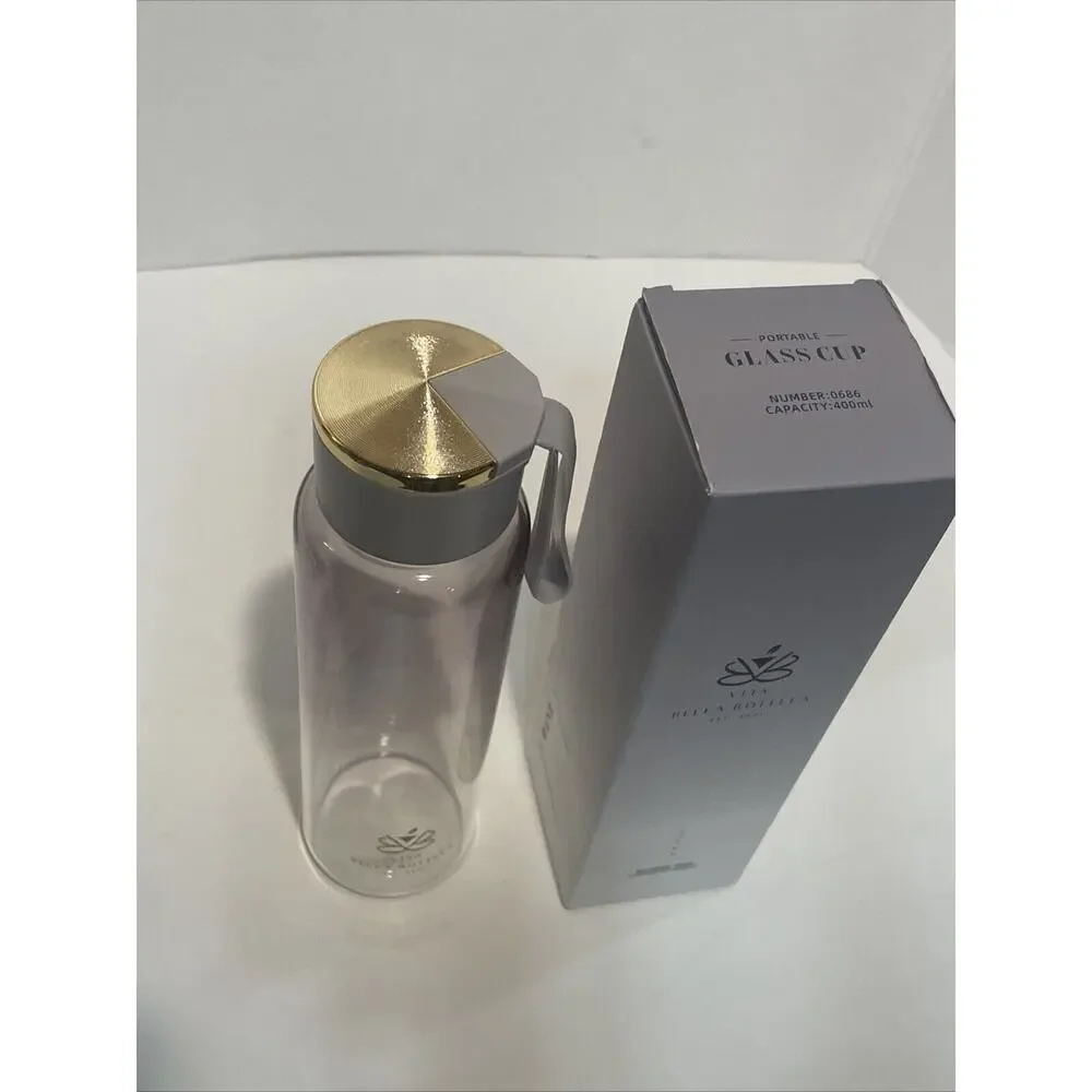 Vita Bella Botella| Eco - Friendly High Borosilicate Gray Glass Bottle, 400ml - Picture 3 of 6